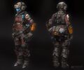 The model for the female Pulse Blade in the Titanfall 2 Tech Test, also used for Slone (sans helmet).